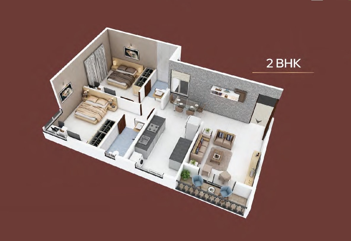 2 BHK 690 Sq. Ft. Apartment