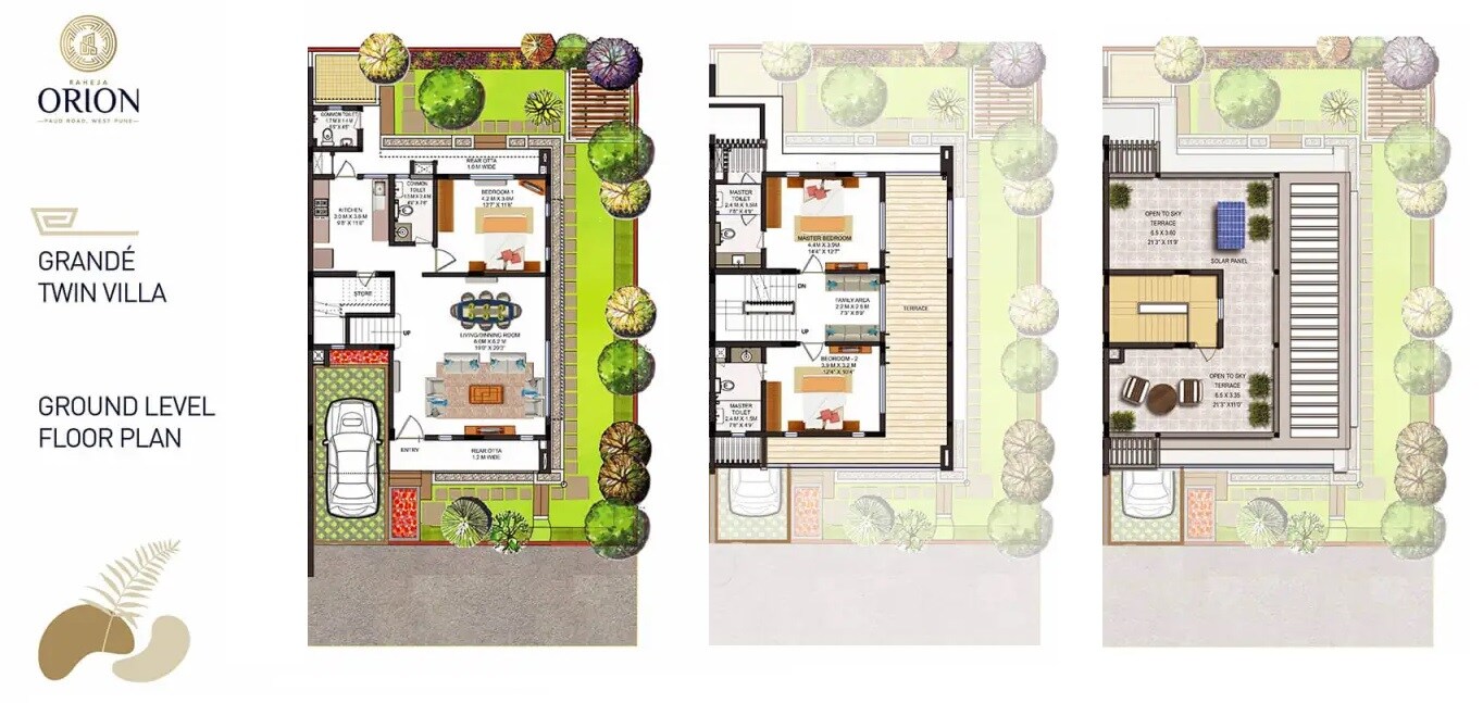 Floor plan of 3 BHK 1780 Sq. Ft. Villa in K Raheja Orion Viva, Pune