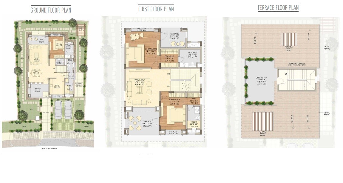 Floor plan of 3 BHK 1482 Sq. Ft. Villa in K Raheja Plumeria Viva, Pune