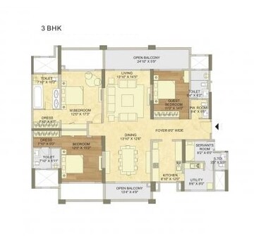  3 BHK Apartment at K Raheja Reserve, Mohammadwadi – for Rent