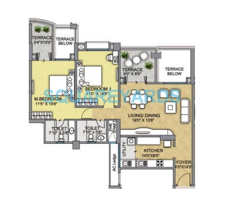 2 BHK 801 Sq. Ft. Apartment