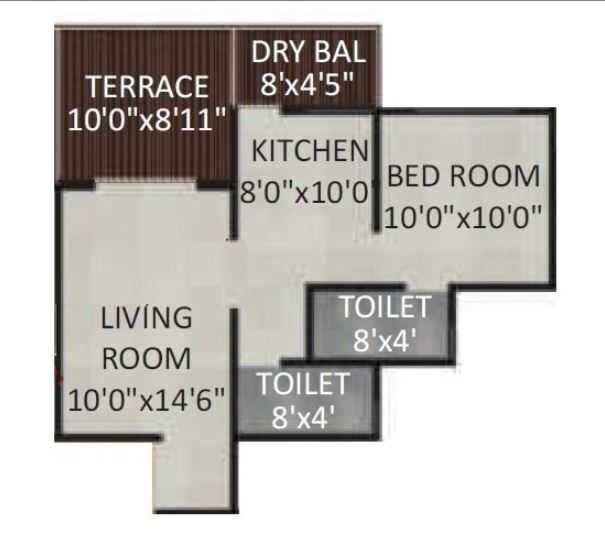 Floor plan of 1 BHK 759 Sq. Ft. Apartment in K Square Nandini Blossom, Pune