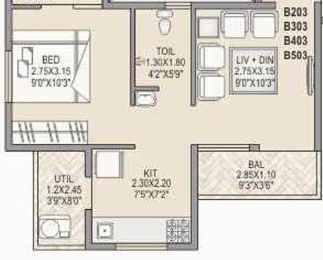 1 BHK 422 Sq. Ft. Apartment