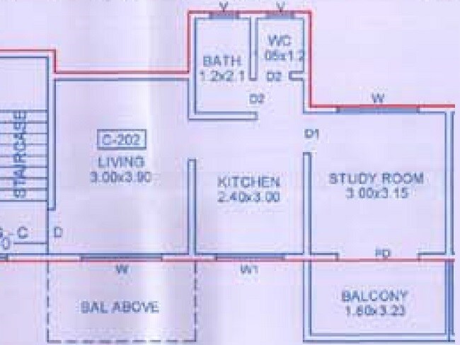 Floor plan of 1 BHK 435 Sq. Ft. Apartment in Kaka Nano Homes, Pune