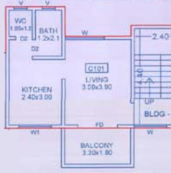 Floor plan of 274 Sq. Ft. Studio in Kaka Nano Homes, Pune