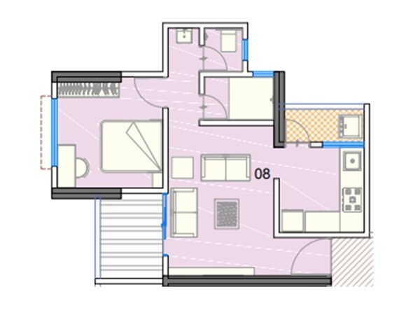 Floor plan of 1 BHK 491 Sq. Ft. Apartment in Kakade Le Skylark, Pune