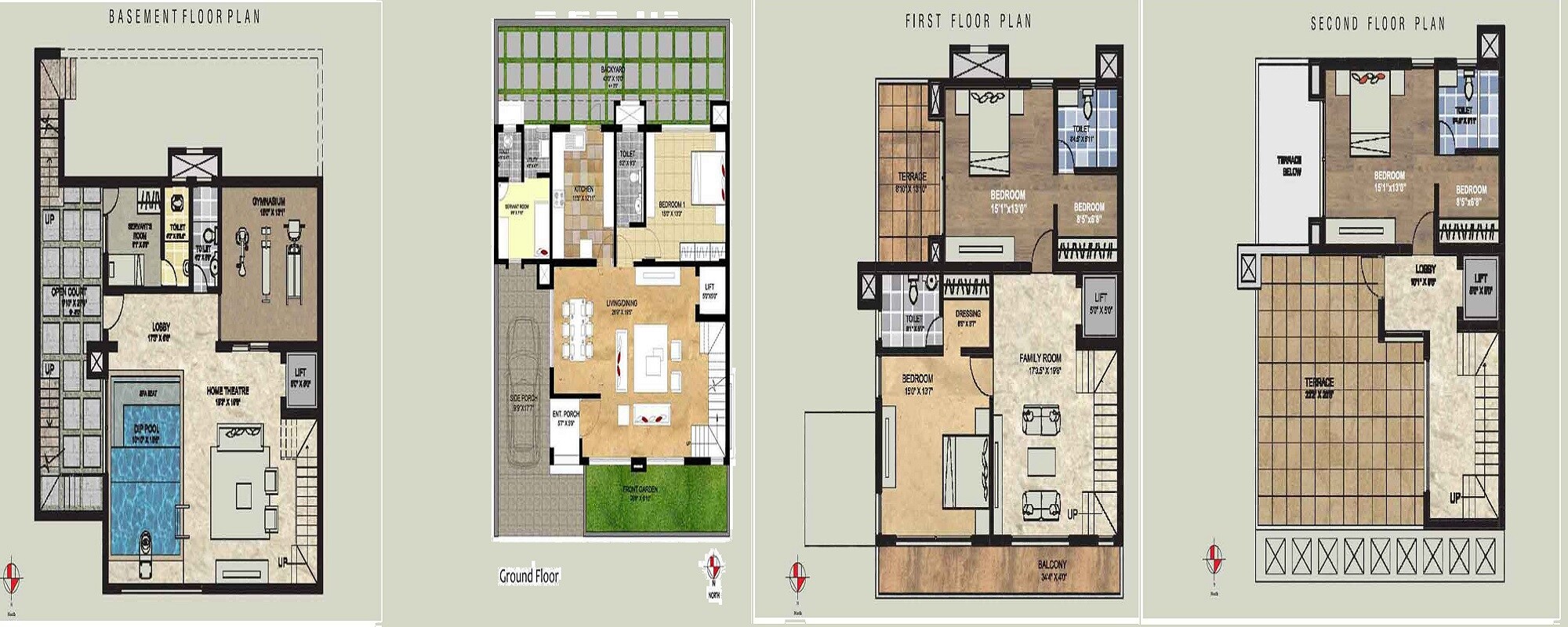Floor plan of 4 BHK 2579 Sq. Ft. Villa in Kakade Whispering Glades, Pune