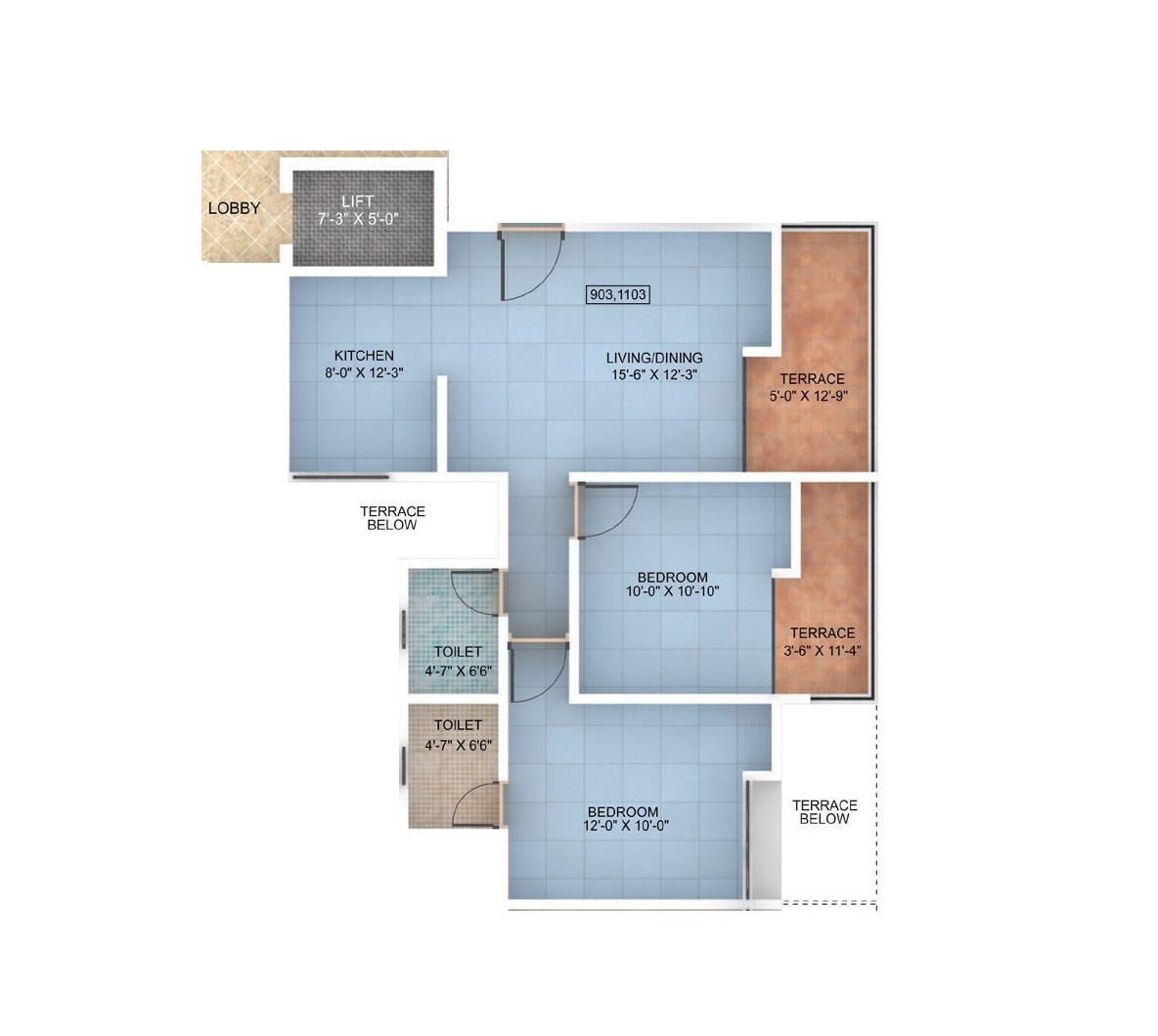 2 BHK 731 Sq. Ft. Apartment