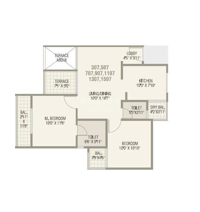 2 BHK 932 Sq. Ft. Apartment