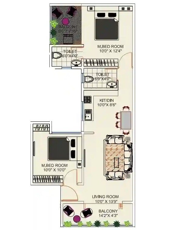 2 BHK 620 Sq. Ft. Apartment