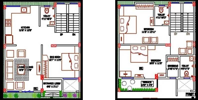 Floor plan of 3 BHK 2200 Sq. Ft. Villa in Kalashree Rivera Row House, Pune