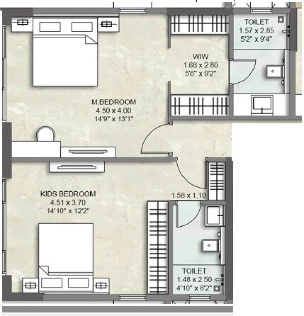 2 BHK 885 Sq. Ft. Apartment
