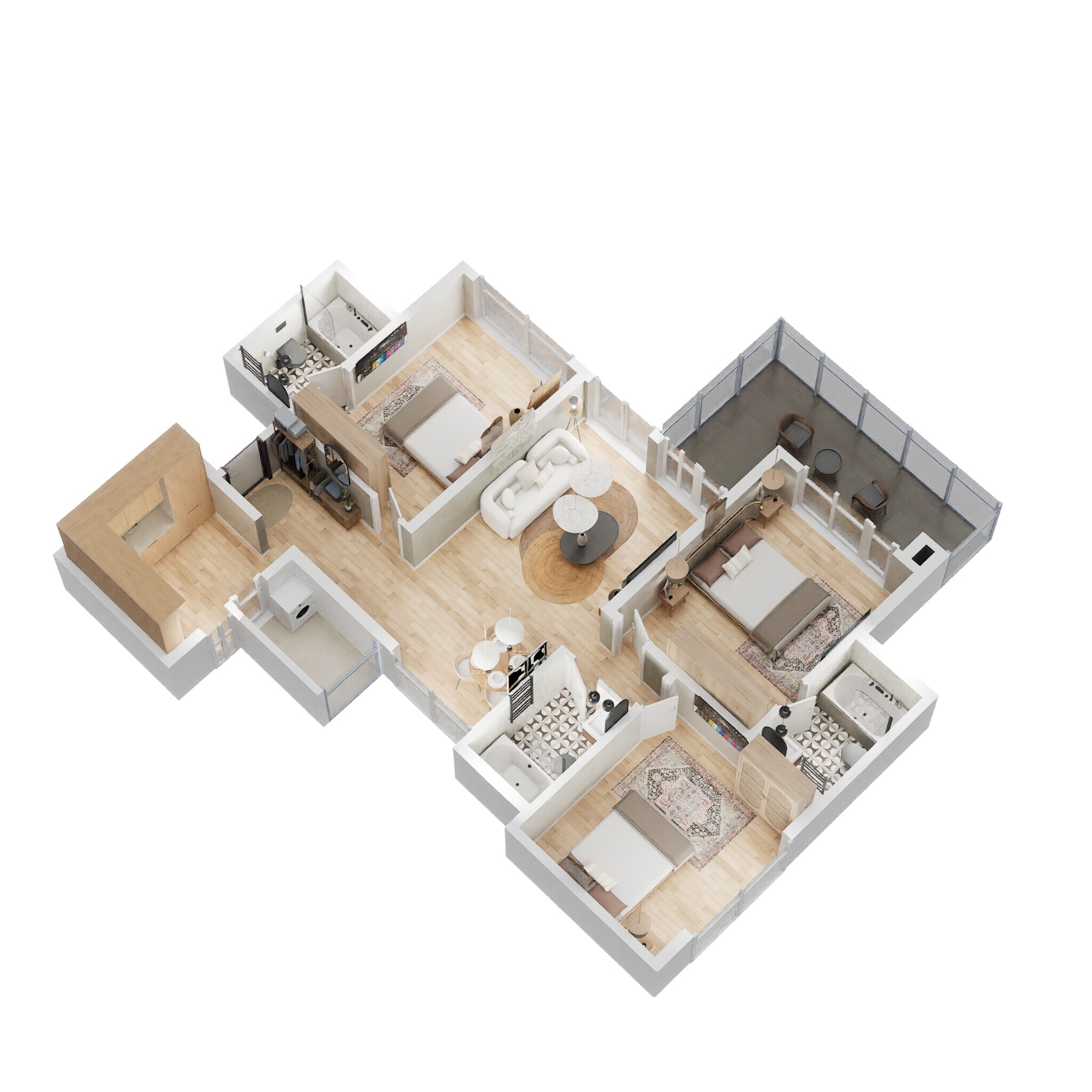 3 BHK 877 Sq. Ft. Apartment