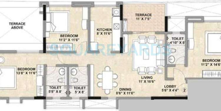 kalpataru estate apartment 3bhk 1190sqft 11090