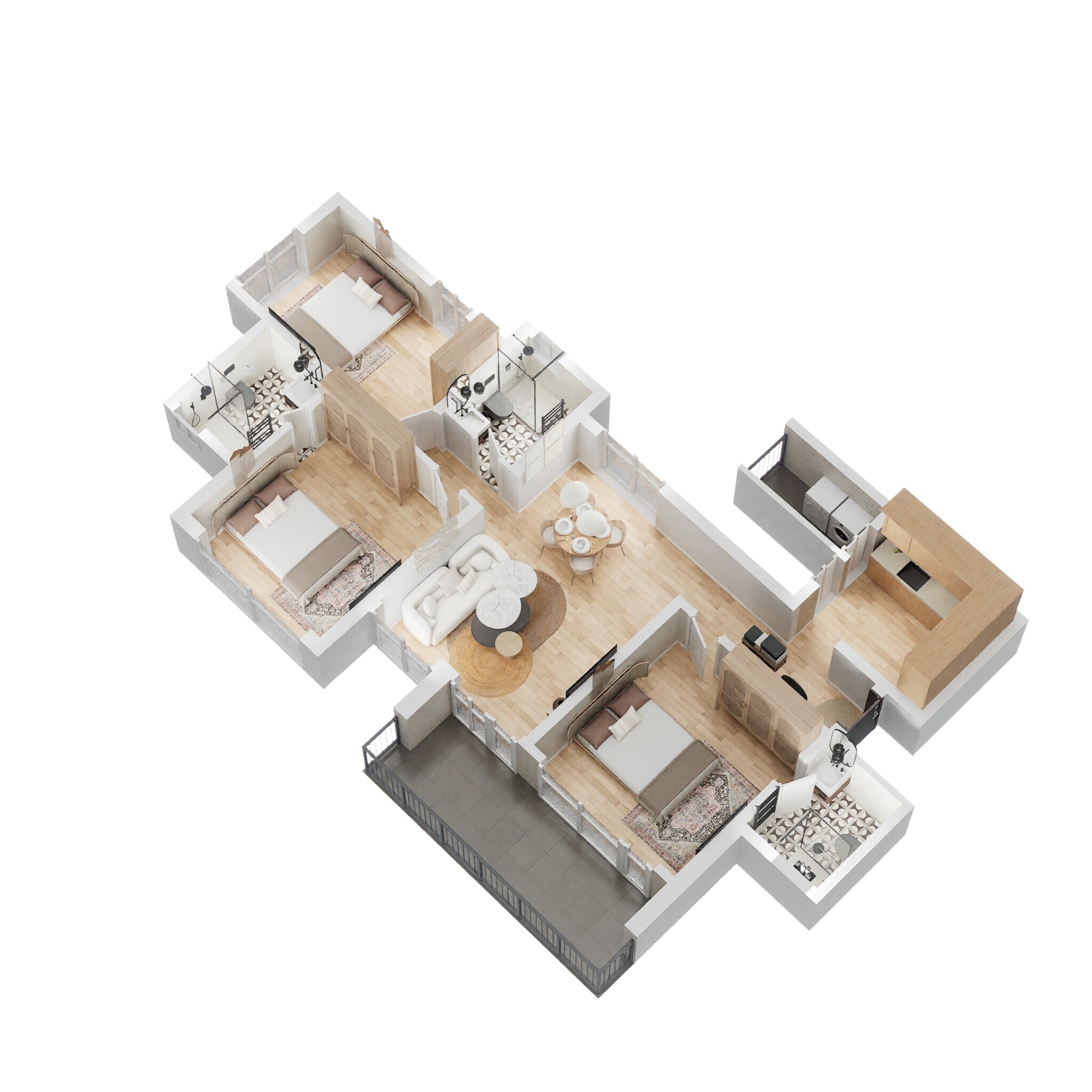 Floor plan of 3 BHK 877 Sq. Ft. Apartment in Kalpataru Exquisite Sierra, Pune