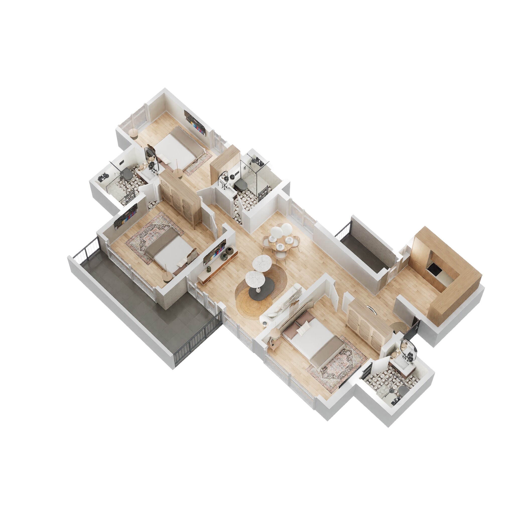 Floor plan of 3 BHK 775 Sq. Ft. Apartment in Kalpataru Exquisite Sierra, Pune