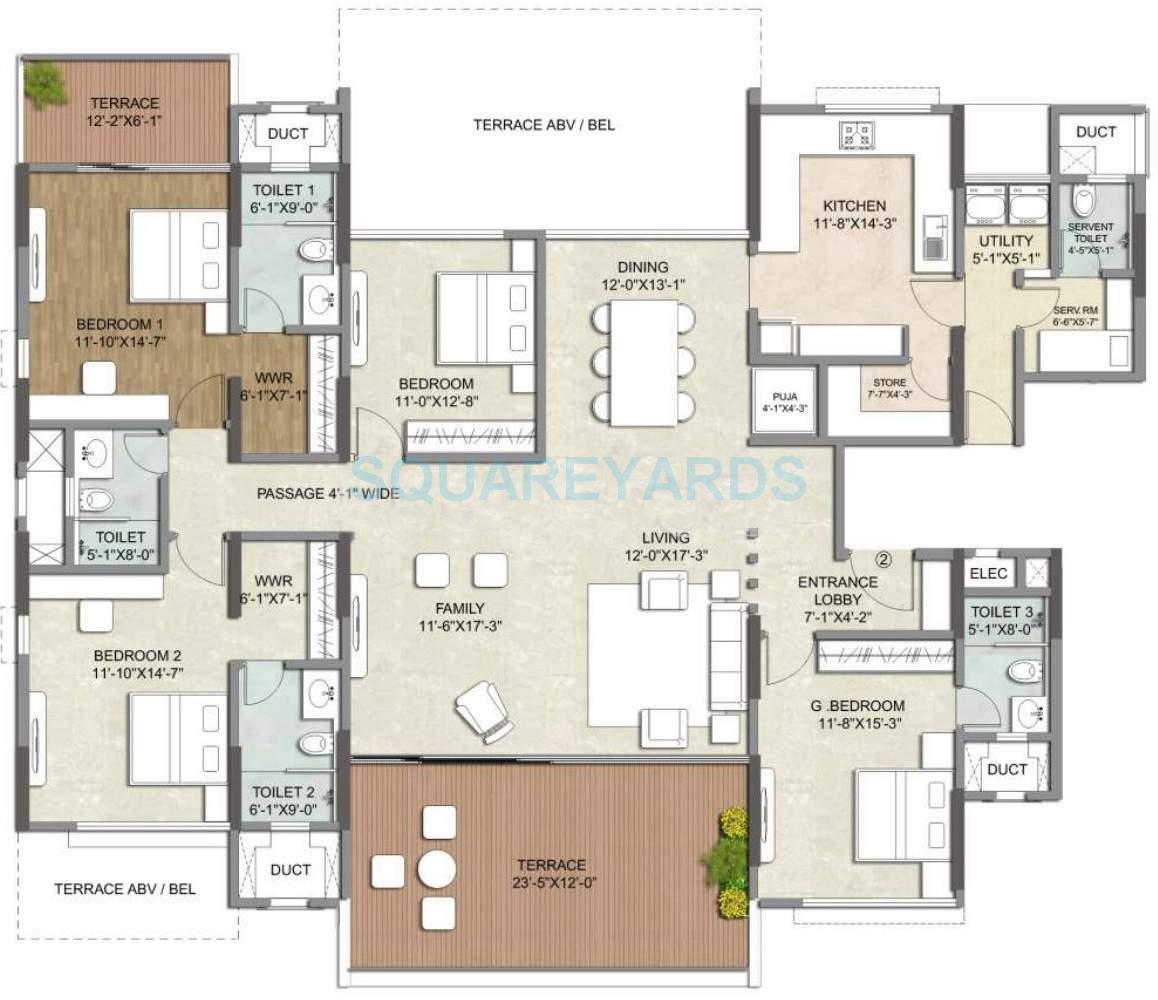 3 BHK 2447 Sq. Ft. Apartment