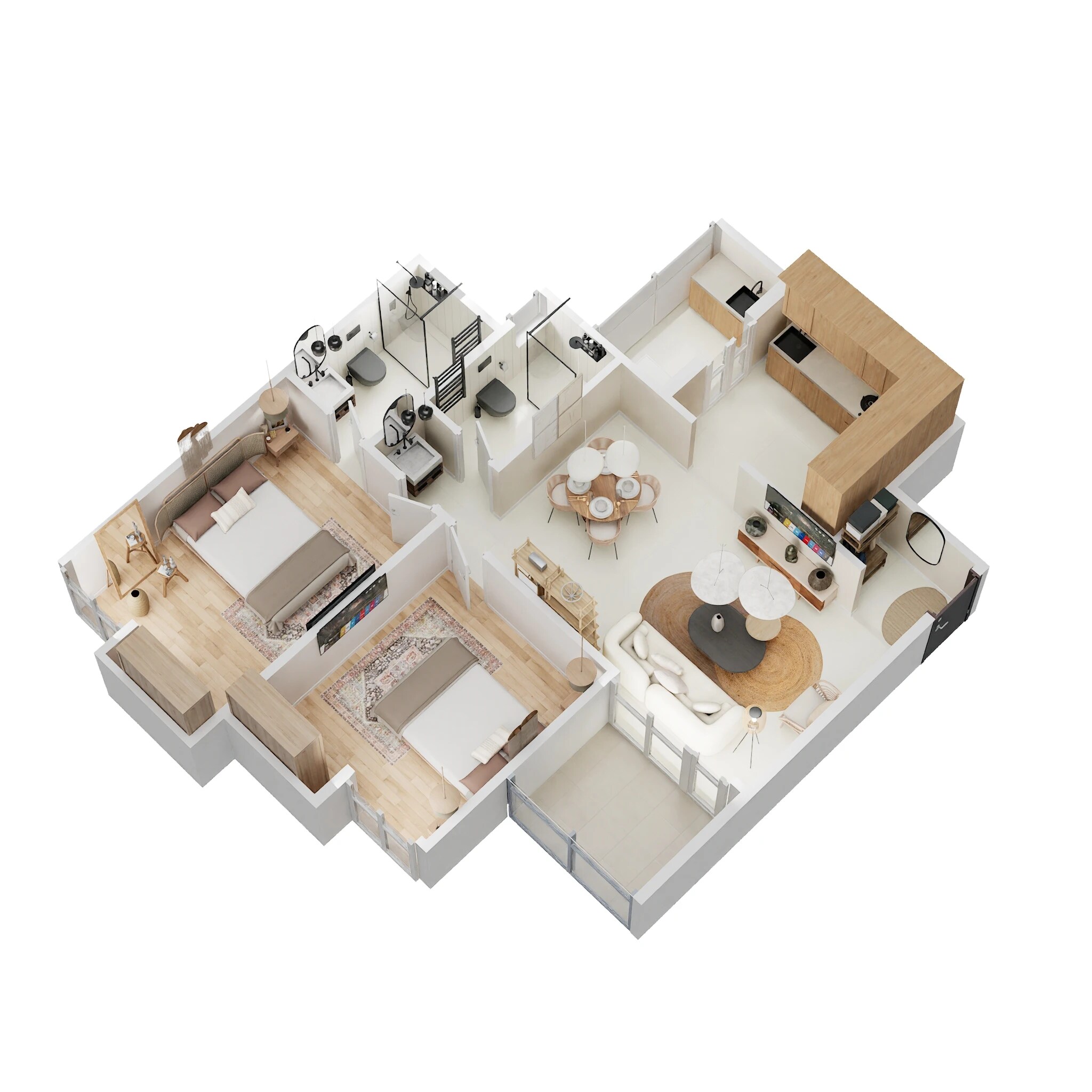 Floor plan of 2 BHK 852 Sq. Ft. Apartment in Kamdhenu The Premia, Pune