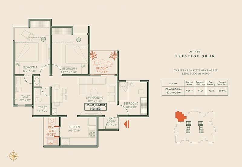Other, kamdhenu-the-premia 3 Bedroom 968 Sq.Ft. Apartment In Hadapsar Pune 9060506