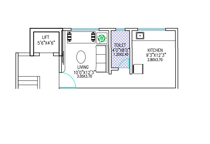 Floor plan of 294 Sq. Ft. Studio in Kanakmangala Kaustubh, Pune