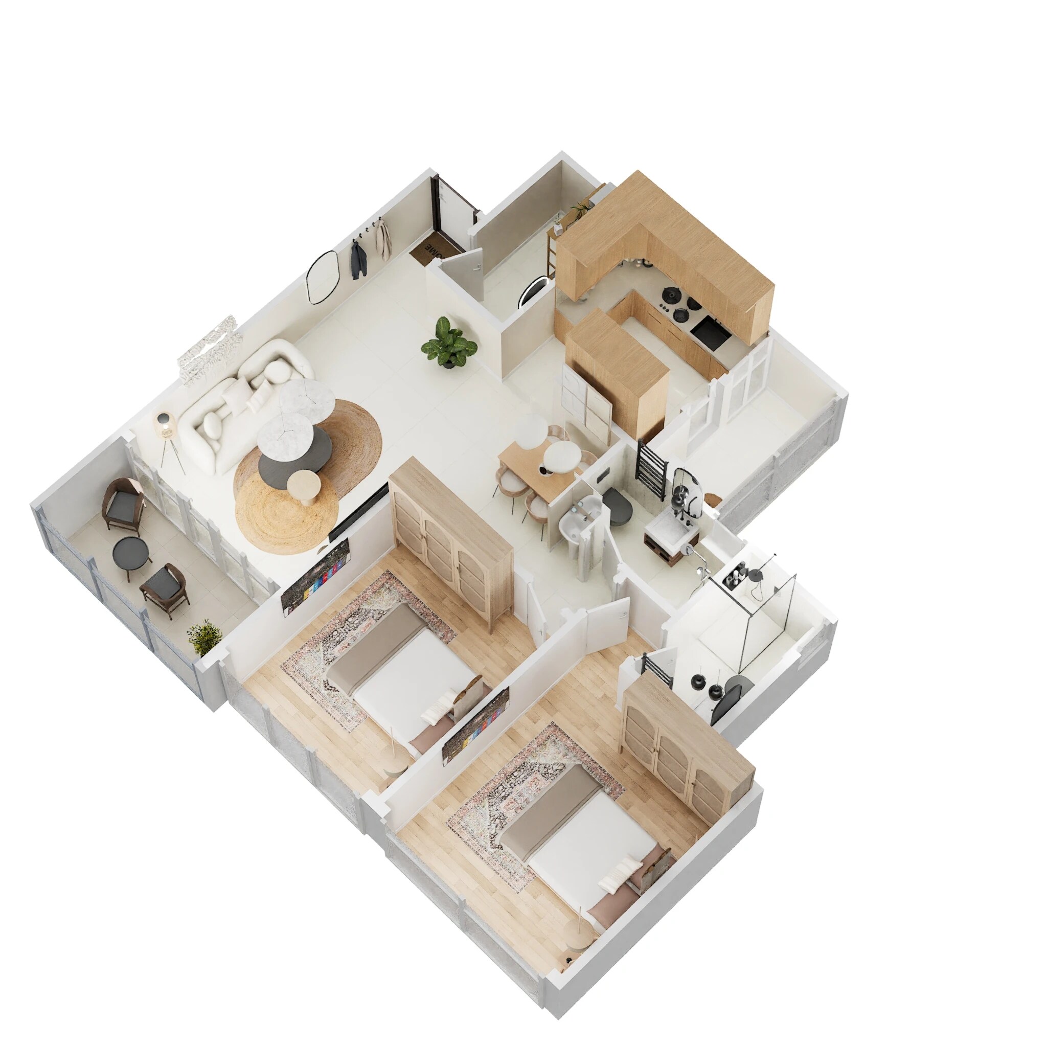 Floor plan of 4 BHK 1682 Sq. Ft. Apartment in Kanchan Osian One and Only, Pune