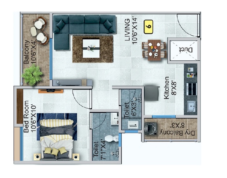 1 BHK 401 Sq. Ft. Apartment in Kanifnath Archana Paradise