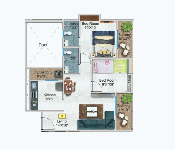  2 BHK Apartment at Kanifnath Archana Paradise, Mohammadwadi – for Rent