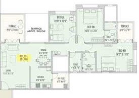 Floor plan of 2 BHK 1120 Sq. Ft. Apartment in Karan Clarissa, Pune
