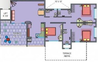 Floor plan of 3 BHK 1477 Sq. Ft. Apartment in Karan Goldcoast, Pune