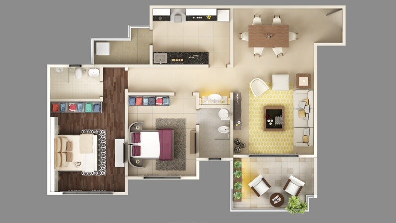 Floor plan of 2 BHK 1373 Sq. Ft. Apartment in Karia Konark Bella Vista, Pune