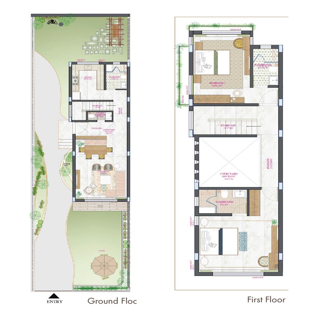 Floor plan of 2 BHK 1269 Sq. Ft. Villa in Karmaa Aranya, Pune