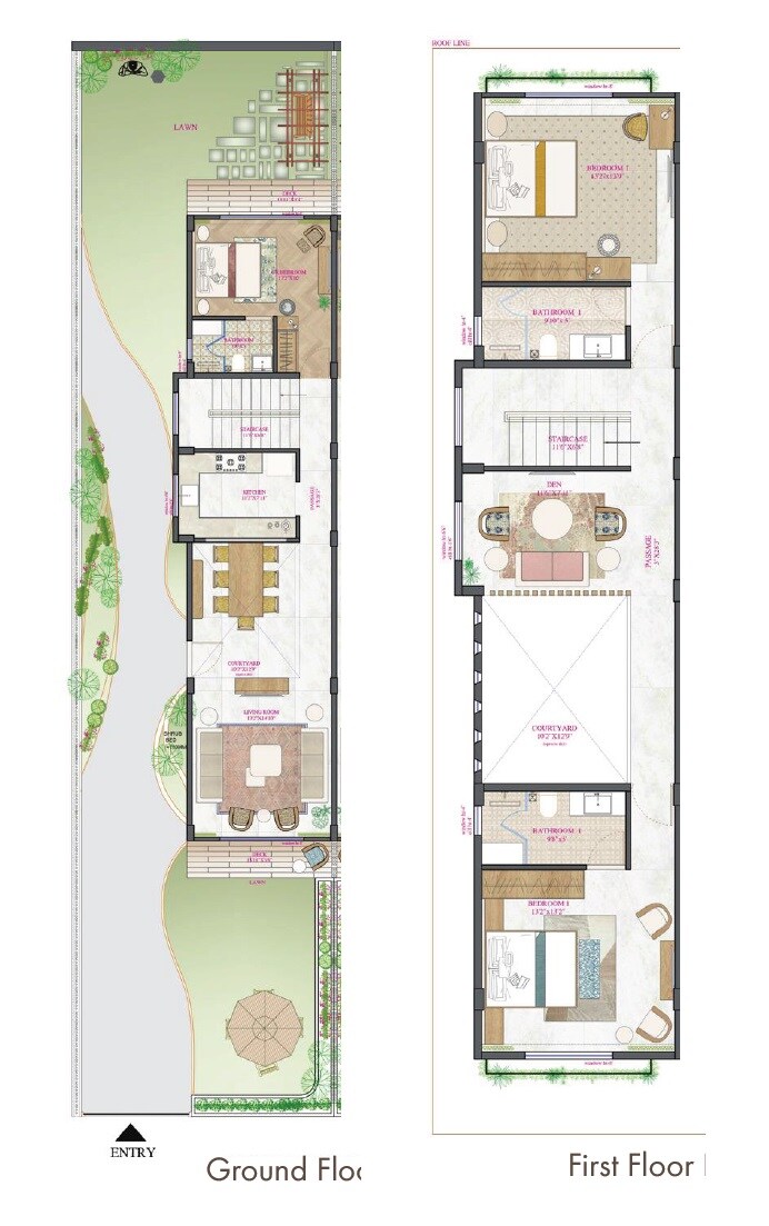 Floor plan of 3 BHK 1510 Sq. Ft. Villa in Karmaa Aranya, Pune