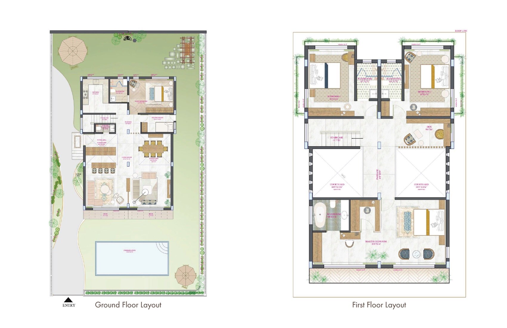 Floor plan of 4 BHK 2600 Sq. Ft. Villa in Karmaa Aranya, Pune