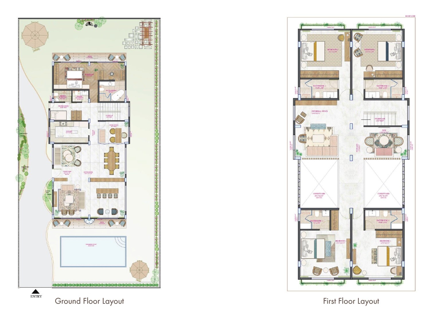 Floor plan of 5 BHK 3400 Sq. Ft. Villa in Karmaa Aranya, Pune