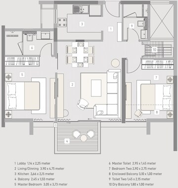  2 BHK Apartment at Kasturi Apostrophe Hinjawadi, Hinjewadi – for Rent