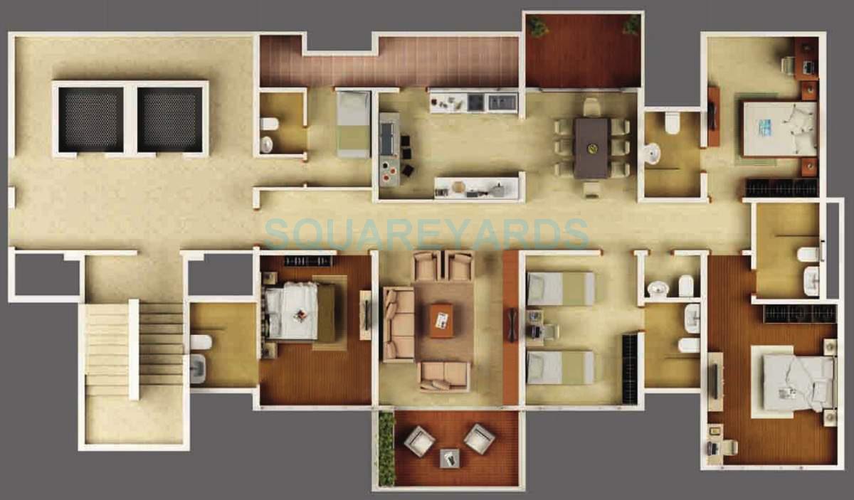 Floor plan of 4 BHK 2606 Sq. Ft. Apartment in Kasturi Legacy, Pune