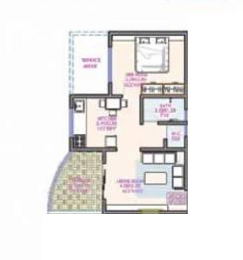 Floor plan of 1 BHK 331 Sq. Ft. Apartment in Kate Eastern Royale, Pune