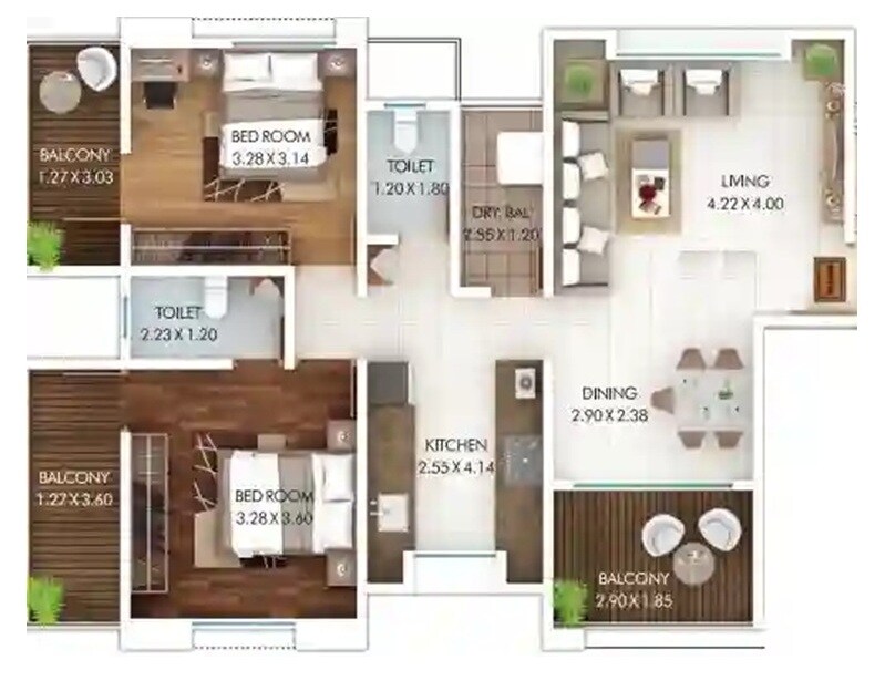 2 BHK 931 Sq. Ft. Apartment