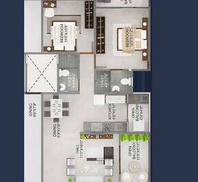 2 BHK 872 Sq. Ft. Apartment in Kera Elite