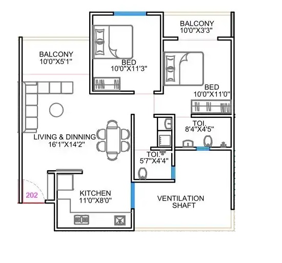 2 BHK 628 Sq. Ft. Apartment in Kesar High Street