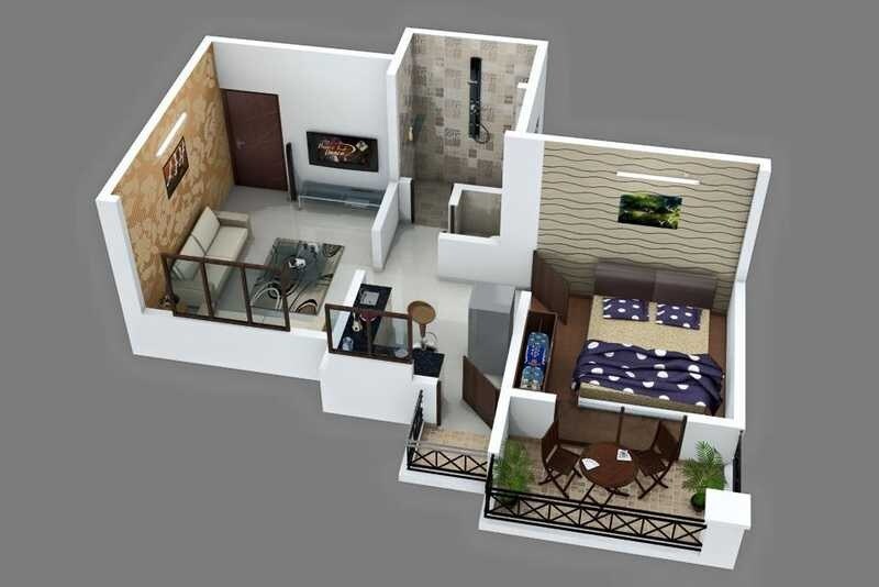 Floor plan of 1 BHK 435 Sq. Ft. Apartment in Kesar Tree Town, Pune