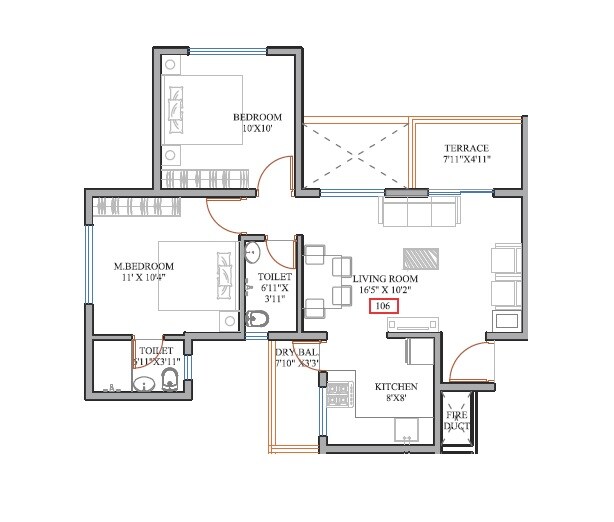 2 BHK 462 Sq. Ft. Apartment