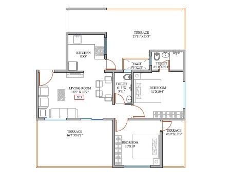 2 BHK 476 Sq. Ft. Apartment