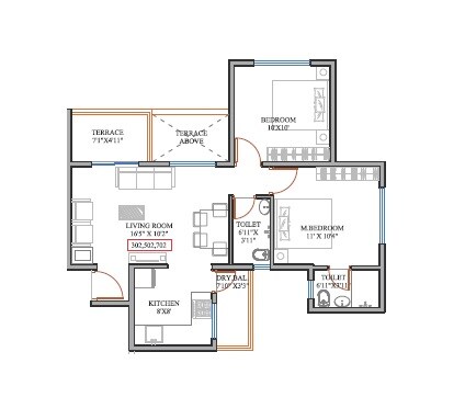 2 BHK 495 Sq. Ft. Apartment