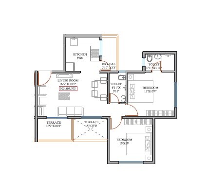 2 BHK 510 Sq. Ft. Apartment