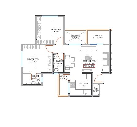 2 BHK 541 Sq. Ft. Apartment