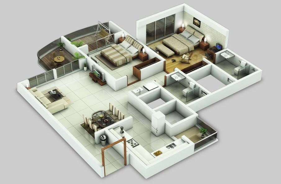 Floor plan of 2 BHK 717 Sq. Ft. Apartment in Keystone Altura, Pune