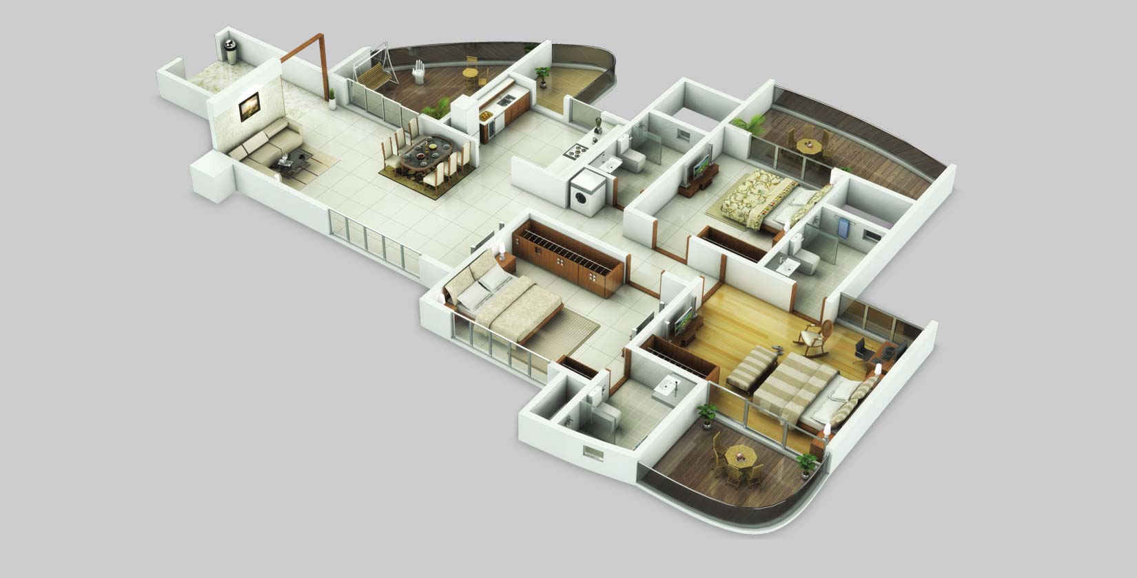 Floor plan of 3 BHK 836 Sq. Ft. Apartment in Keystone Altura, Pune