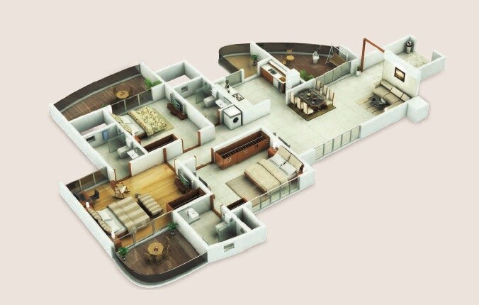 Floor plan of 3 BHK 914 Sq. Ft. Apartment in Keystone Altura, Pune