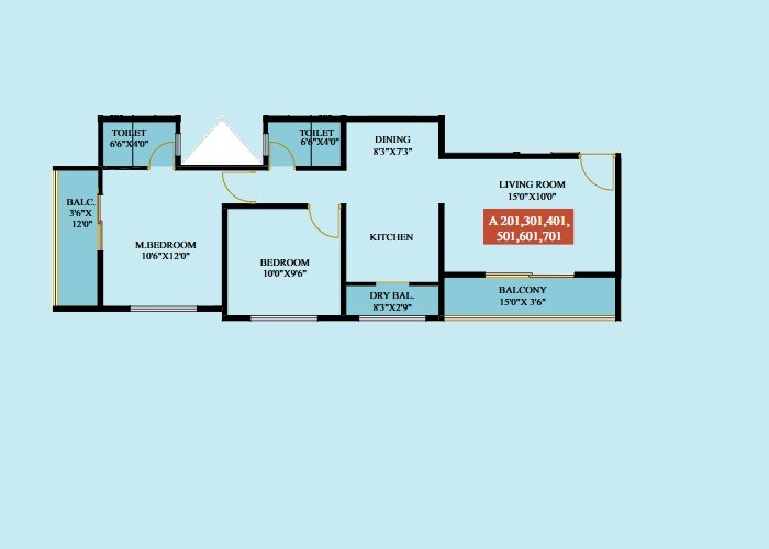 2 BHK 663 Sq. Ft. Apartment